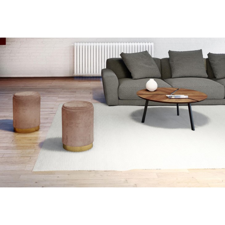 Pouf in velluto porta-oggetti cappuccino 