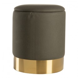 Pouf in velluto porta-oggetti ecopelle verde