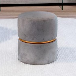 Pouf in velluto grigio con anello 